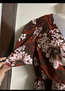 Floral Print V-Neck Wrap Top