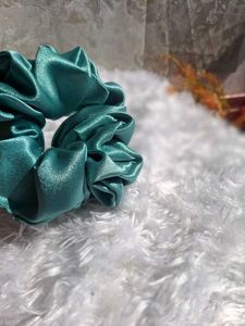 Teal Satin Scrunchie