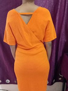 Vibrant Orange Wrap Dress