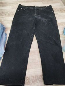 Black Denim Wide Leg Jeans