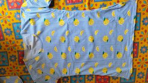 Cute Lemon Striped Pajama Set