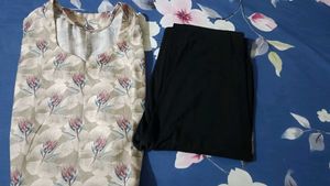 Printed Kurta with Black Pants