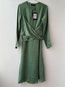 Sage Green Satin Midi Dress