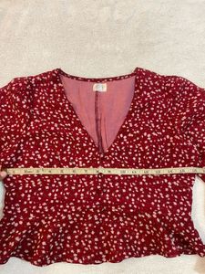 Flared Sleeves Floral Print Top For Women