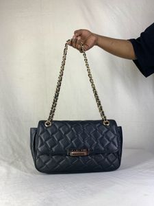 Vintage 2000s SISLEY Quilted Black Chain Flap Bag