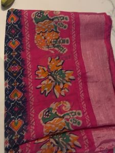 Vibrant Pink Elephant Print Saree