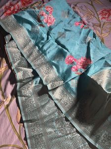 Stunning Blue Floral Saree