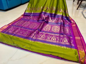 Elegant Olive Green Silk Saree