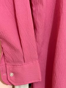 Chic Textured Pink Button-Up Shirt