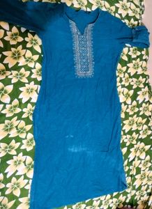 Teal Embroidered Kurta