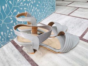 Stylish Grey Block Heel Sandals
