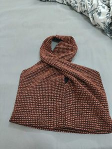 Rust Brown Cross-Front Halter Crop Top