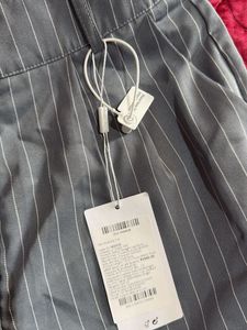 Stylish Grey Pinstripe Wide Leg Pants