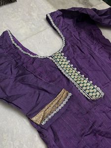 Purple Embroidered Kurta