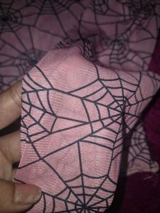 Pink Spiderweb Mesh Long Sleeve Top