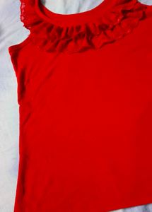 Red Ruffled Tank Top