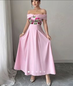 Elegant Pink Off-Shoulder Floral Dress