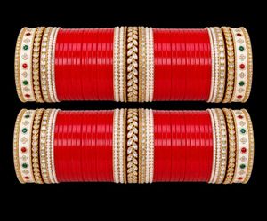 Vibrant Red &amp; White Bangles Set