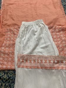 Elegant Peach Embroidered Kurta Set