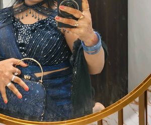 Elegant Navy Blue Embellished Saree