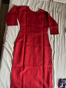 Red Embroidered Kurta