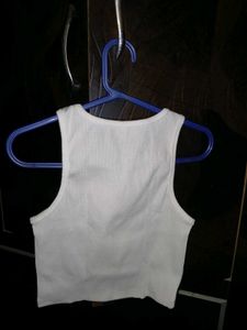Set of 2 Ribbed Crop Tank Tops (Black &amp; White) - S