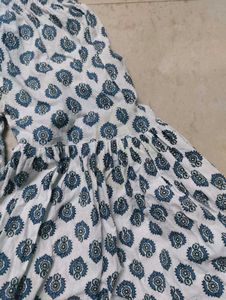 Blue white kurta sharara set