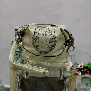 Cute Owl Embellished Shoulder Bag