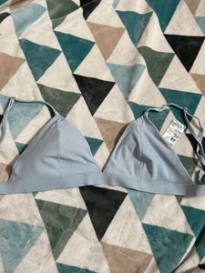 H&amp;M Light Blue Ribbed bikini Bra