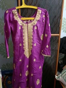 Embroidered Purple Kurta