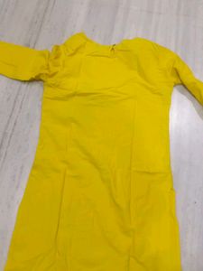 Bright Yellow Kurta with Unique Print