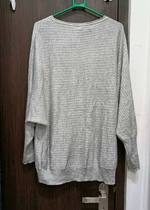 Gray Striped Casual Pullover Top