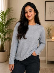 Comfortable Grey Long Sleeve Top