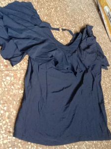 Ruffled Navy Blue Top