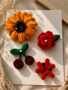 Cute Cherry & Flower Hair Clips Set of 4