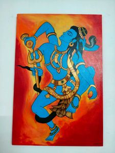 Vibrant Blue Lord Shiva Dancing Painting