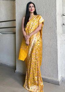 Elegant Yellow Banarasi Silk Saree