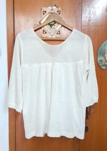 Cream Tie Neck sheer top