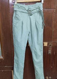 Light Green Women/Girls Trouser Pant/ belt de