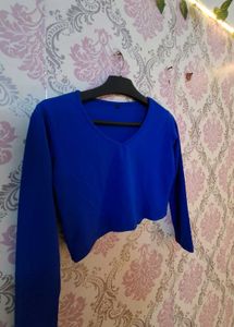 Royal Blue Long Sleeve Crop Top