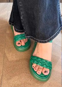 Green Braided Platform Sandals