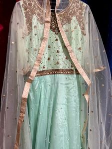 long floor length gown for party with dupatta