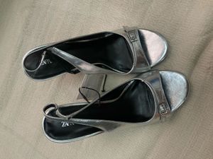ZARA Silver Slingback Heels