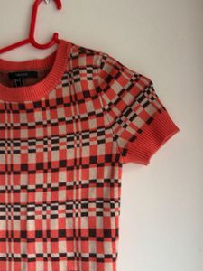 Retro Checkered Knit Dress