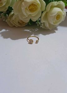 Delicate Gold Open Ring with Clear Stone