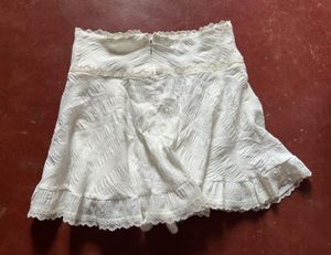 White Lace Trim Mini Skirt