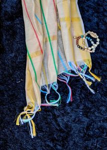 Pastel Striped Dupatta | Multicolor Tassels