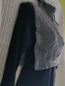 Gray Knit Turtleneck Vest