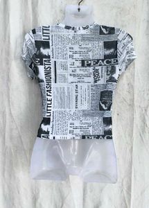 Newspaper Print Mesh Crop Top