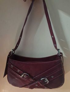 Chic Burgundy Patent Leather Shoulder Bag